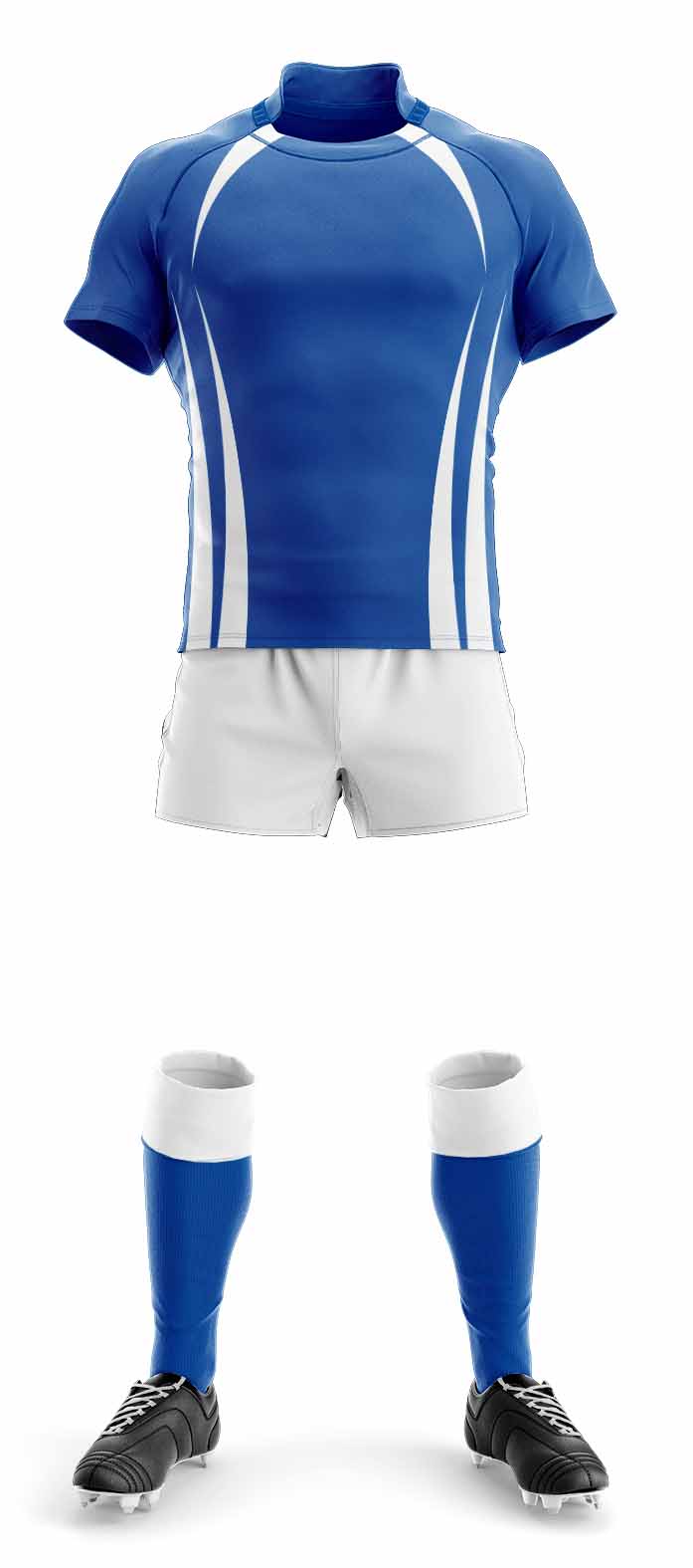 RJ004 Sublimation Custom Rugby Jersey Uniform Shorts Socks Royal Blue White