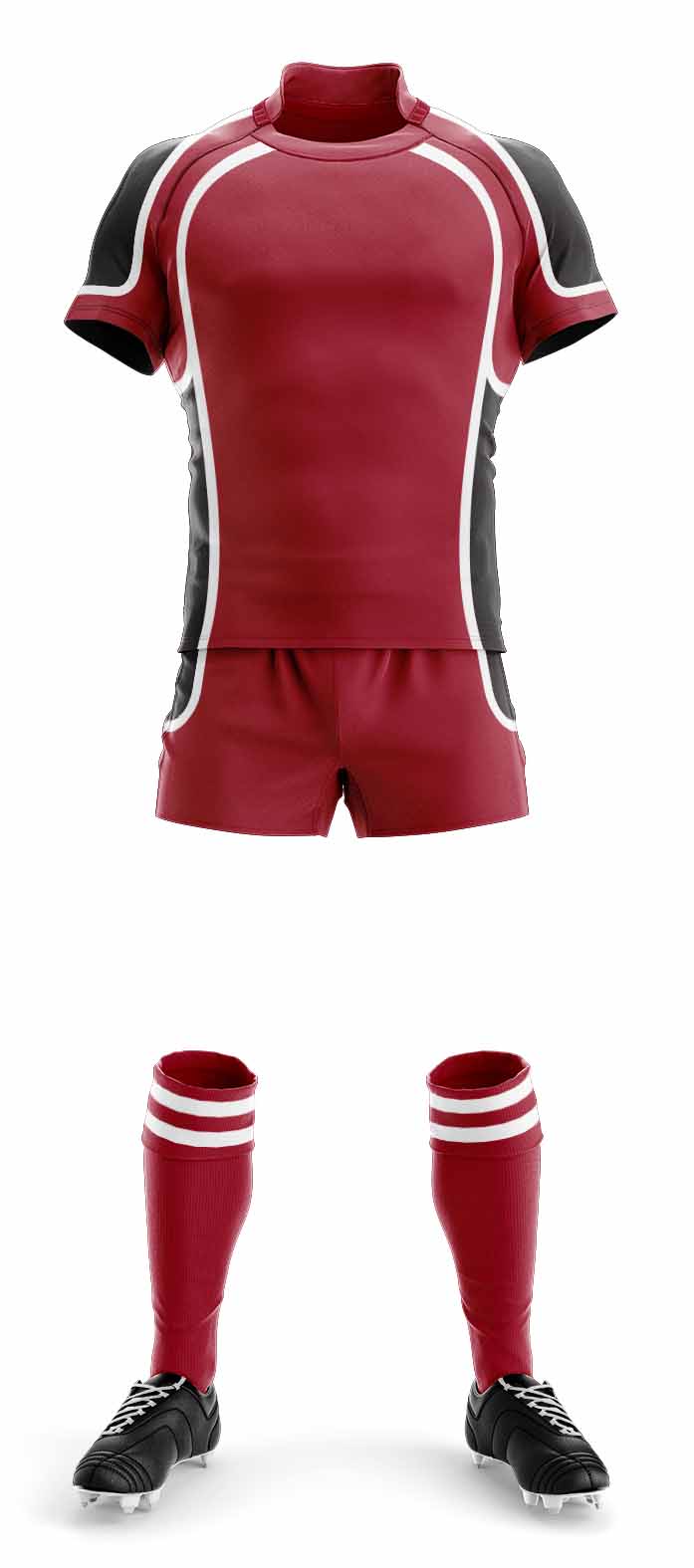 RJ005 Sublimation Custom Rugby Jersey Uniform Shorts Socks Maroon Burgundy Black